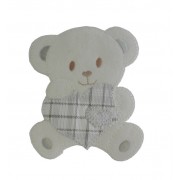 Iron-on Patch - Teddy Bear with Heart - Grey